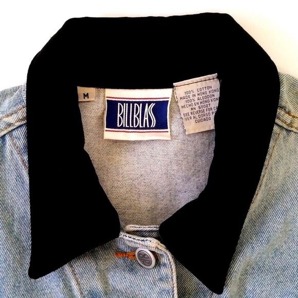 SOLD!!  VTG 80s 90s BILL BLASS Denim Velvet Vest - Picture 3 of 8